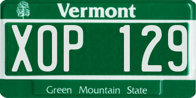 VT license plate XOP129