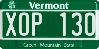 VT license plate XOP130