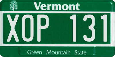 VT license plate XOP131