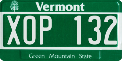 VT license plate XOP132