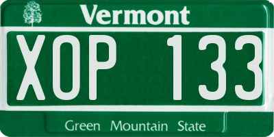 VT license plate XOP133