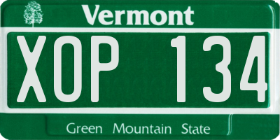 VT license plate XOP134