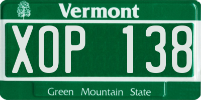 VT license plate XOP138