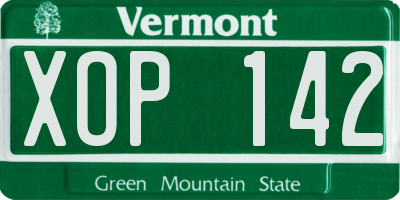 VT license plate XOP142