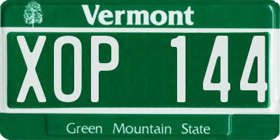 VT license plate XOP144