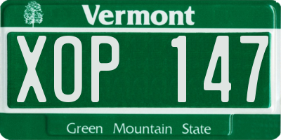 VT license plate XOP147