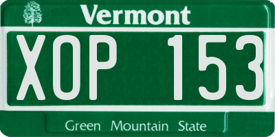 VT license plate XOP153