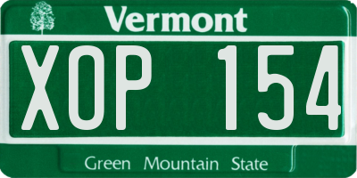 VT license plate XOP154