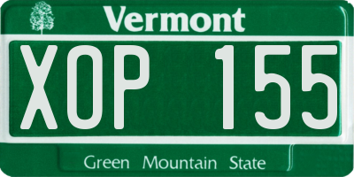 VT license plate XOP155
