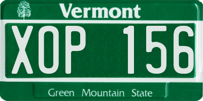 VT license plate XOP156