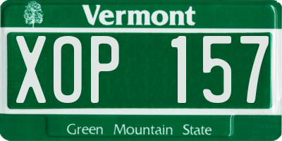 VT license plate XOP157