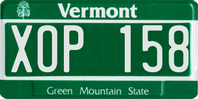 VT license plate XOP158