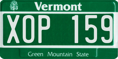 VT license plate XOP159