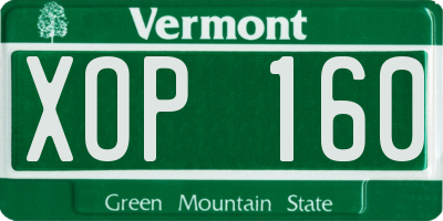 VT license plate XOP160