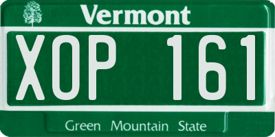 VT license plate XOP161