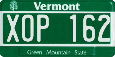 VT license plate XOP162
