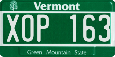 VT license plate XOP163