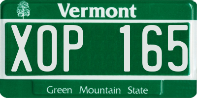VT license plate XOP165