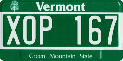 VT license plate XOP167