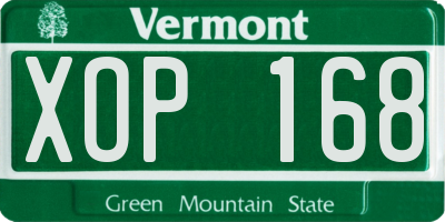 VT license plate XOP168