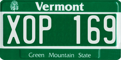 VT license plate XOP169