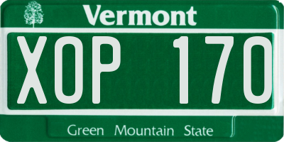 VT license plate XOP170