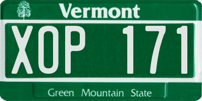 VT license plate XOP171