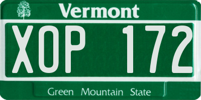 VT license plate XOP172