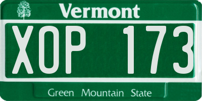 VT license plate XOP173