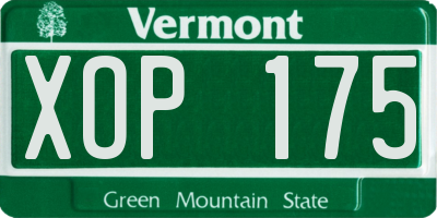 VT license plate XOP175