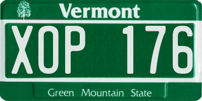 VT license plate XOP176