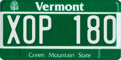 VT license plate XOP180