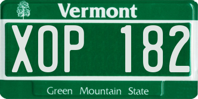VT license plate XOP182