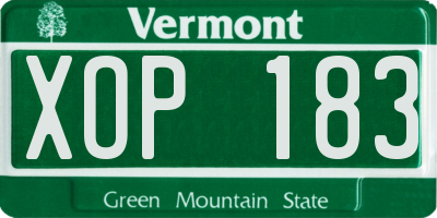 VT license plate XOP183