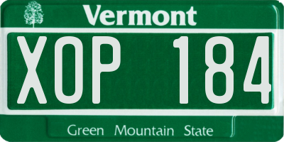 VT license plate XOP184