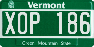 VT license plate XOP186
