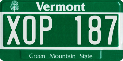 VT license plate XOP187