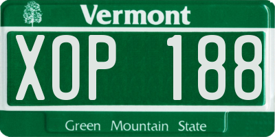 VT license plate XOP188