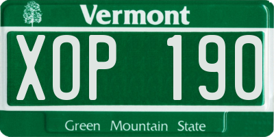 VT license plate XOP190