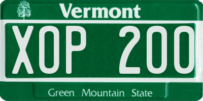 VT license plate XOP200