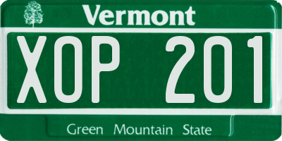 VT license plate XOP201