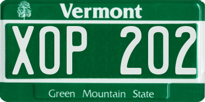 VT license plate XOP202