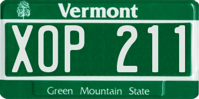 VT license plate XOP211