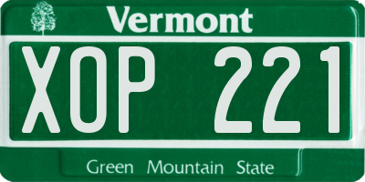 VT license plate XOP221