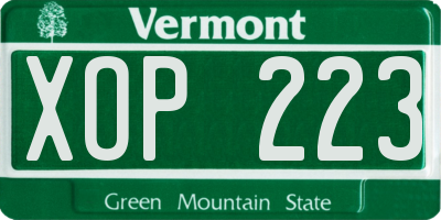 VT license plate XOP223