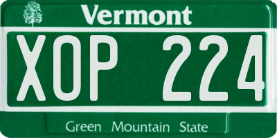 VT license plate XOP224