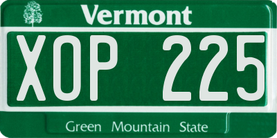 VT license plate XOP225