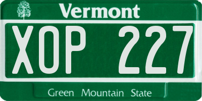 VT license plate XOP227