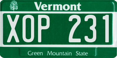 VT license plate XOP231