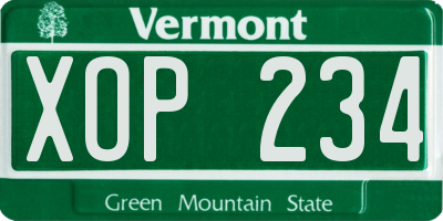 VT license plate XOP234